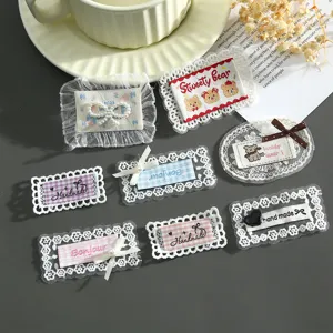 DIY Embroidery Lace Fabric Patches Cute Bear Bowknot Pearl Decorative Applique Clothing Sewing Accessories