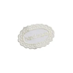 Patch brodé en dentelle blanche fait main applique ovale pour accessoires de vêtements
