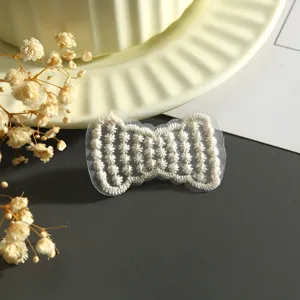 Bianco pizzo ricamo fiocco toppa diy abbigliamento accessori decorativo artigianato