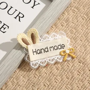 Handgemachte Spitze Stickerei Aufnäher mit Hasenohren für DIY Kleidung Accessoires Dekor.