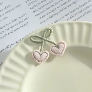 Cute embroidered heart bow patch DIY clothes decorative sticker cute accessory aesthetic craft patch