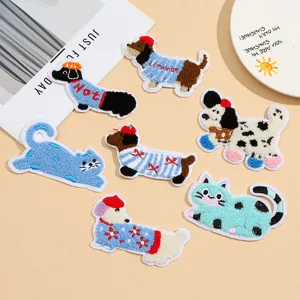 Mignon Teckel Chat Chenille Broderie Patchs DIY Vêtements Accessoires Applique Pour Vêtements Vêtements Sacs