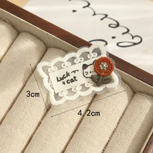 Vintage lace embroidered cat patch DIY craft applique clothing hat bag decorative accessory