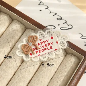 Vintage lace embroidery patch cute bow applique DIY clothing bag hair clip accessories