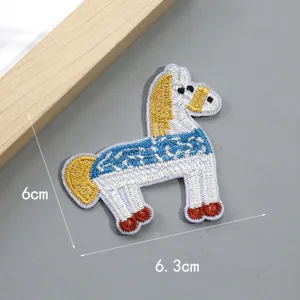 Cartoon horse embroidery patch DIY clothing accessory, colorful fabric appliqué badge, 6x6.3cm