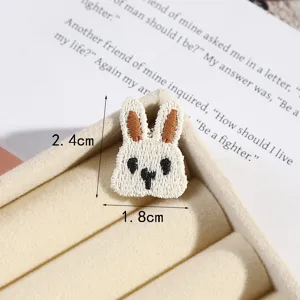 Detail view of cute rabbit embroidery cloth patch, perfect for DIY clothing decoration.