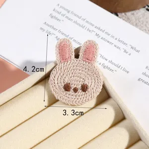 Cute cartoon bunny embroidered patch, fabric clothing accessory for DIY garment decoration.