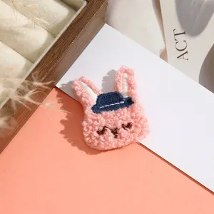 Süßer rosa Kaninchen Stickerei Flicken Handtuch Patch für Kleidung Jacke Tasche DIY Craft