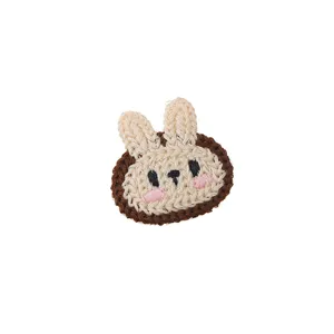 Cute cartoon rabbit knitted embroidery patch clothing accessory for DIY decoration.