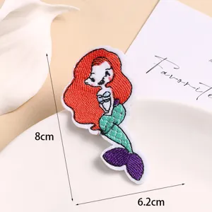 Cute mermaid embroidered patch for kids clothing, DIY decorative applique, cartoon accessory.
