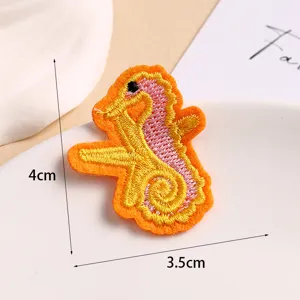 Cute cartoon seahorse embroidered patch for clothing, bags, and DIY craft accessories.