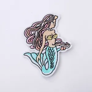 Mermaid embroidery patch for clothing DIY, cute fabric applique for jackets and bags.