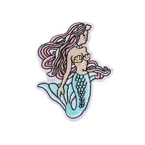 Cute mermaid embroidery patch cartoon clothing decorative DIY patch iron on badge applique