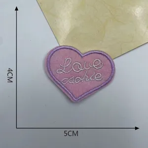 Pink heart embroidered cloth patch DIY apparel accessories decorative badge sticker appliques