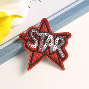 Rote Glitzer Stern Pailletten Stickerei Aufnäher DIY Kleidung Zubehör für Mützen Taschen