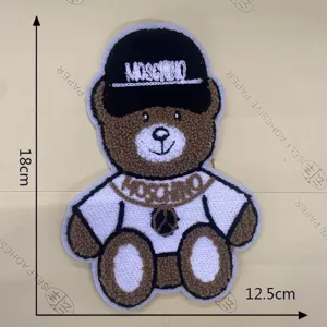 Embroidered teddy bear cloth patch cartoon badge DIY clothing accessory apparel applique.