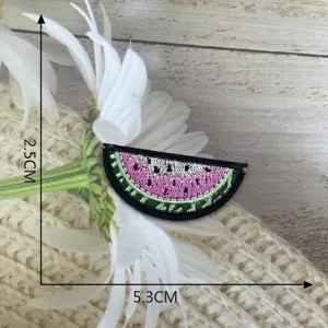 Watermelon embroidery cloth patch DIY clothing accessory decorative patch, detail view.
