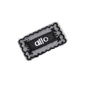 Parche de tela bordada hueco en blanco y negro con diseño de letras allo para ropa de bricolaje.