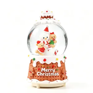Christmas snow globe resin desktop ornament with cute snowman gingerbread man holiday gift