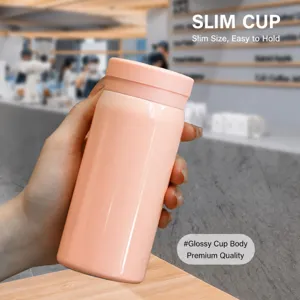 Kleine tragbare Edelstahl Thermosflasche, schmale Taschentasse fuer Damen und Kinder.