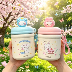 Kids cartoon thermal cup 316 stainless steel cute portable water bottle for students and children