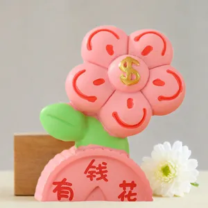 Cute flower desktop ornament healing cartoon resin figurine for office room decor gifts.
