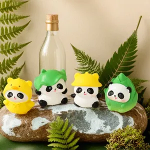Cute cartoon panda resin figurine ornament for cute desktop decor, healing miniature set.