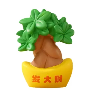 Cute fortune tree resin ornament desktop decoration lucky money ingot gift for office room