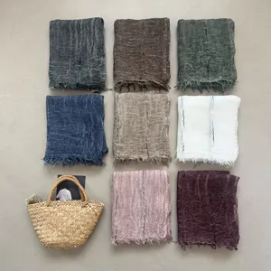 Women Solid Color Gold Thread Tassel Scarf Korean Style Fashion Lightweight Long Shawl Versatile Travel Scarf