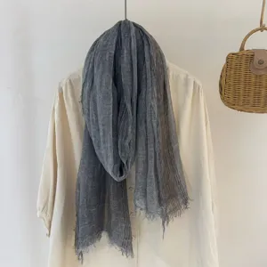Retro forest style crumpled striped scarf women casual versatile breathable neckerchief shawl