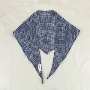 Detailed view of the Korean style cotton linen checkered diamond scarf, versatile neck piece.