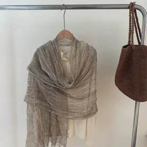 Korean style metallic tassel solid color scarf shawl for women lightweight travel accessory