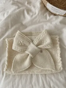 Japanese solid color knitted short scarf soft cozy winter neck warmer cross design chic