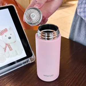 Pink mini insulated thermos cup with 304 stainless steel tea strainer port