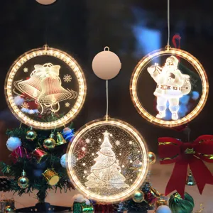 Kerst LED verlichte hangende decoratie transparant acryl ronde schijf licht feest boom hanger