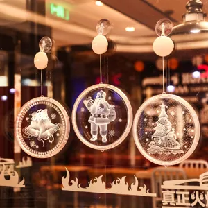 Kerst LED hangende acryl ronde plaat lampen, feestelijke kerstboom decoratie sfeer.