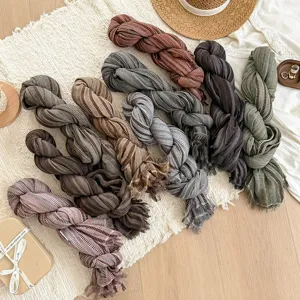 Wasteland Style Wrinkled Striped Polyester Scarf Retro Fashion Versatile Multi Purpose Fabric Headscarf Daily