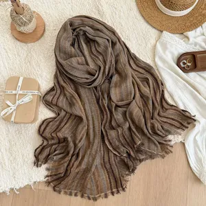 Vintage wasteland style striped crinkle headscarf retro multi-use fashion fabric hair accessory