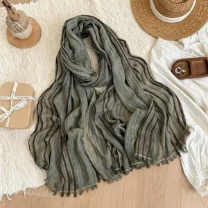 Vintage wasteland style pleated striped headscarf, chic multi-use fabric hair accessory now.