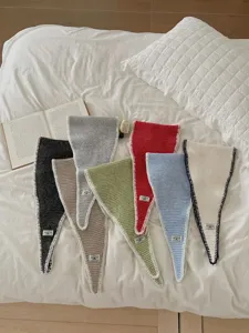 Knitted triangle scarf early autumn versatile neckerchief short shawl fashion accessories women