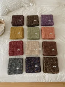 Korean vintage multi-color knitted scarf winter warm thick cozy soft chic muffler apparel accessory
