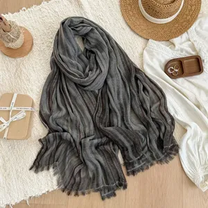 Retro wasteland style pleated striped scarf women casual versatile vintage hair accessory