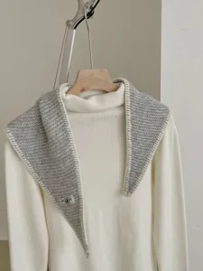 Knitted Scarf Turtleneck Sweater Set Autumn Women Fashion Neck Warmer Shawl Accessories