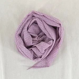 Purple polka dot silk scarf for women, lightweight spring neck ribbon and hair band accessory.