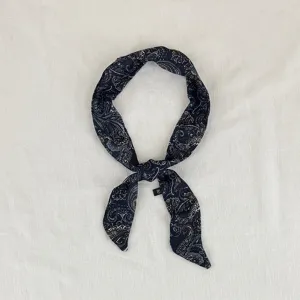 Stretta sciarpa retrò in seta con motivo cachemire per donna, foulard versatile e cerchietto.
