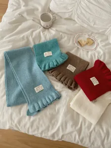 Korean style knitted scarf for women autumn and winter warm cute ruffled neck warmer accessory