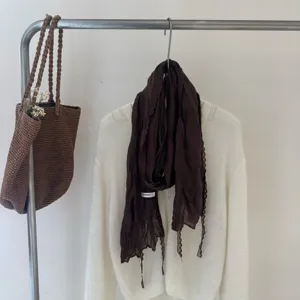Korean style crinkle thin scarf elegant solid color versatile casual neck accessory for women