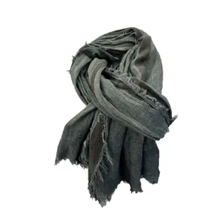 Vintage striped linen cotton thin scarf, breathable oversized shawl for travel and daily wear.