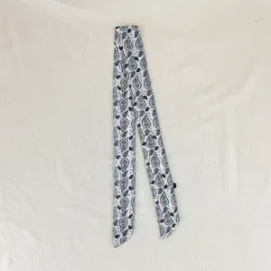 Elegante sciarpa stretta paisley nero bianco vintage foulard di seta fascia per capelli da donna