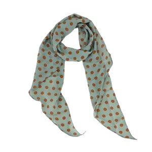 Green polka dot long silk scarf stylish hair ribbon spring summer thin neck wrap